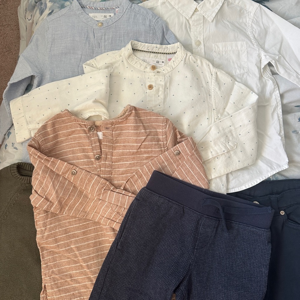 Zara Kids Beige and White Button Down Shirt